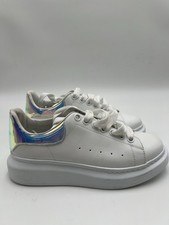 Women  s Alexander McQueen Oversized Sneakers in white iridescent heel Size 37
