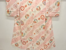 7566366: JAPANESE KIMONO / ANTIQUE SUMMER JUBAN / SILK / FLOWER ROUNDEL