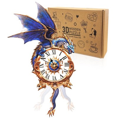 Cutywood 3D Puzzles for Adults ClockBlue Dragon Design Model KitMechanical DI...