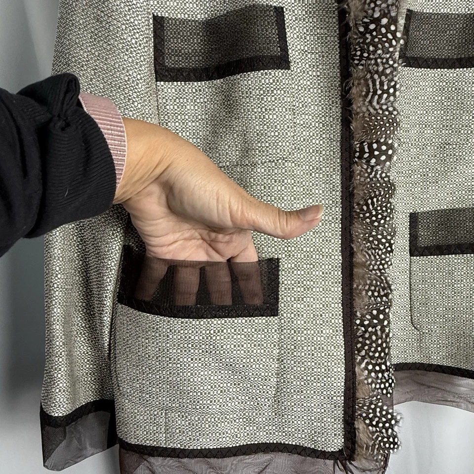 Etcetera Feather And Mesh Trimmed Blazer Jacket Sz 12 - Image 4 of 4