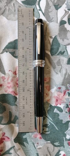 Cross Glossy Black Metal Fountain Pen with Medium Stainless Steel Nib 
