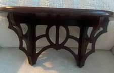 VTG Dark Walnut Carved Scroll Mid Century Shelf Wall Hanging 16” READ
