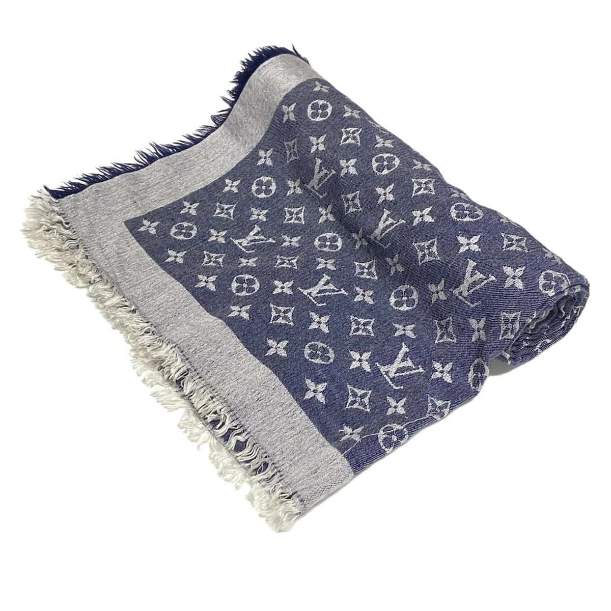 Auth LOUIS VUITTON Shawl Monogram Denim M71376 Blue - IS0197 Scarf