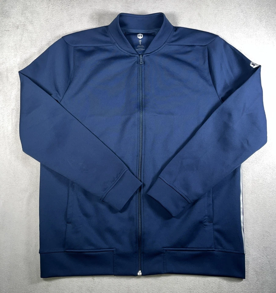 Chaqueta deportiva Under Armour cremallera completa para hombre L azul manga larga tela celliante-usada en excelente estado Foto 2 de 4