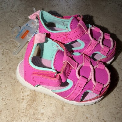 Carter's Pink/Turquoise Hook & Loop Sport Sandals Unisex Kids US 4