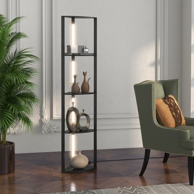 HOMCOM Stehlampe LED 24 W Stehleuchte mit 4 Ablagen, E27 Sockel, für Wohnzimmer