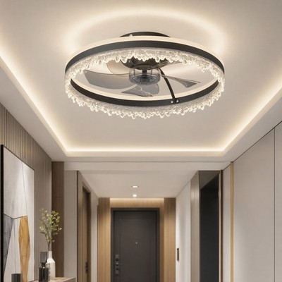 20 inch Remote Control Crystal Design LED Ceiling Fan Up Down Light Flush Mount