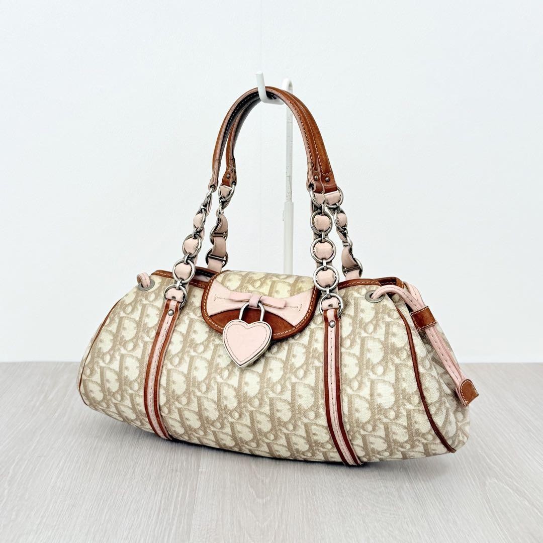 Christian Dior Trotter Romantique Canvas Shoulder Bag Pink