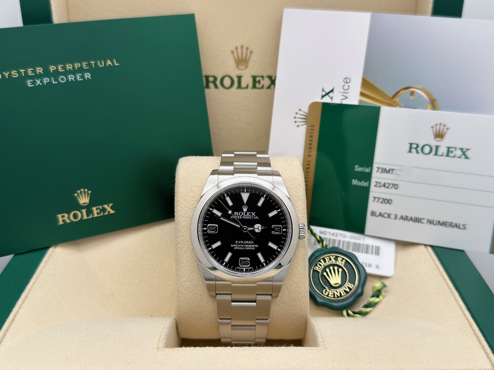 Rolex Explorer 214270 39mm Black Dial Stainless Steel Box Paper