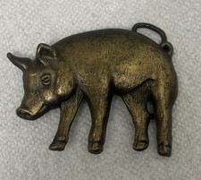 Vtg 70s brass Pig belt buckle, 4157