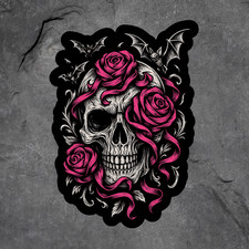 Skull Roses Bats sticker vinyl decal gothic floral creepy cute horror art