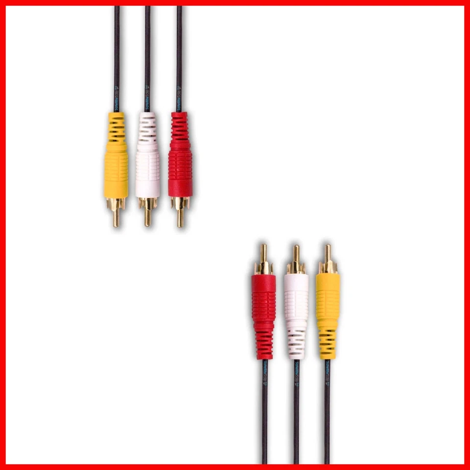 NEW! AV Male to Male 3 RCA Audio Video Composite Cable Black (3 feet) - Image 2 of 2