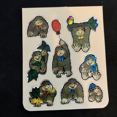 Vintage 80 s MONKEY Gorilla Prismatic Prism Stickers Sheet -