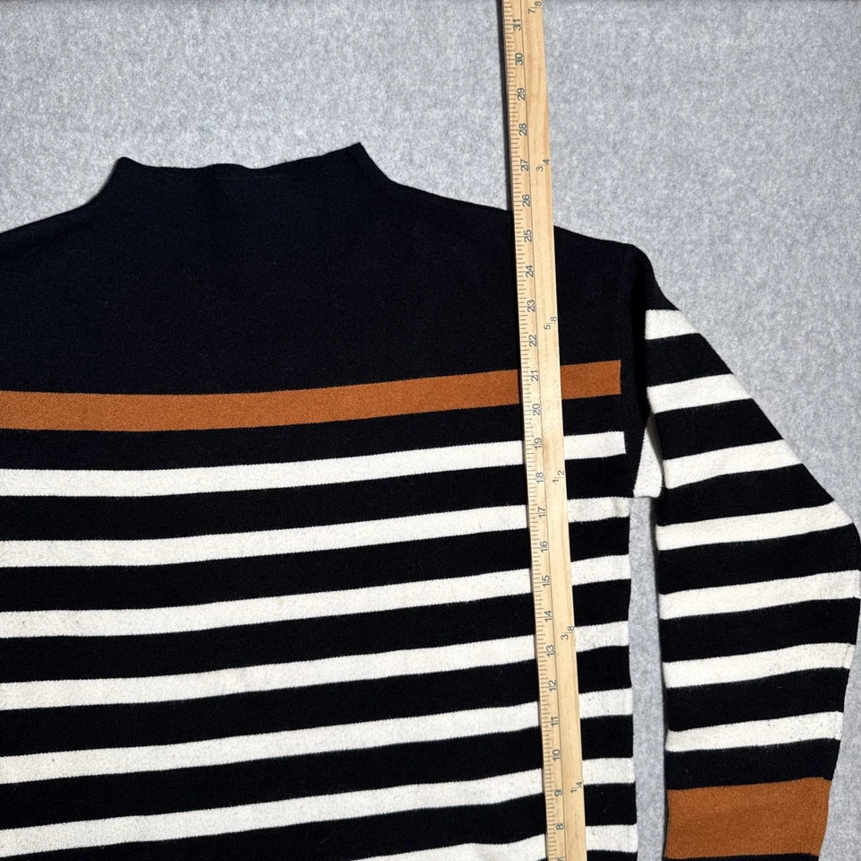 Suéter Jones New York Para Mujer Túnica a Rayas Cuello Simulado Negro Blanco Marrón Talla n Foto 3 de 4