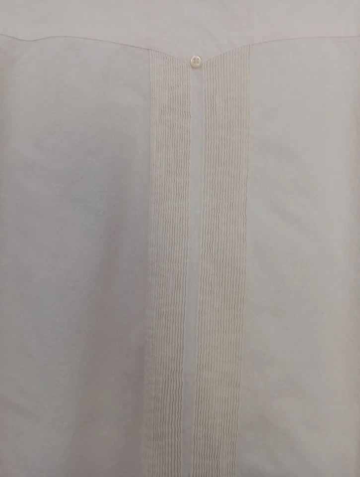 Vintage Maya Real Embroidered Cotton Button Front Shirt Size 42, Ivory/Natural - Image 4 of 4