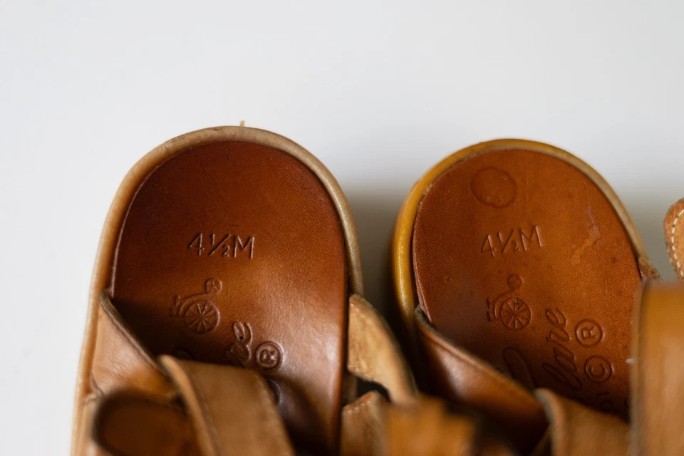 Sandalias de cuña Famolare años 70 Get There tacón alto marcadas 4,5 M ITALIA vintage marrón Foto 3 de 4