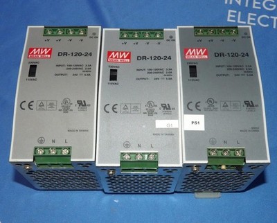 Lot of 3 Meanwell DR-120-24 5A Power Supply Module + 1 Year Warranty