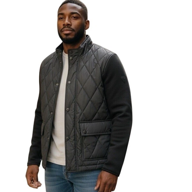 V.I.P. Collection Mens Black Quilted bomber Jacket Size S NWT