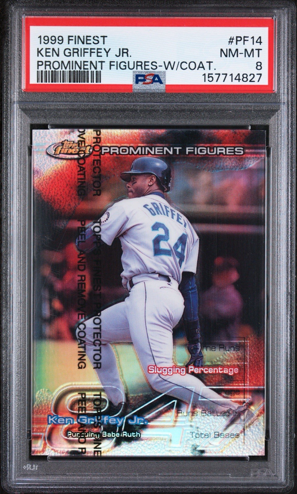 KEN GRIFFEY JR 1999 FINEST PROMINENT FIGURES w/COATING PSA 8 ! *NEW CERT ! #/847
