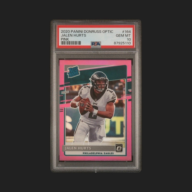 Panini 2020 Donruss Optic Jalen Hurts Rated Rookie Pink Prizm #164 PSA 10