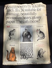 VTG 1977 B Kliban Cat Posters 18x24 Original Envelope COMPLETE WORKMAN SET Of 5