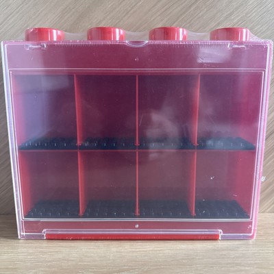LEGO Minifigure Display Case 8 Figure Red mini fig Stackable storage brick 2011