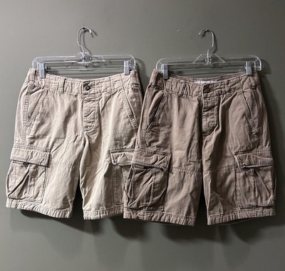 Abercrombie & Fitch 9  Twill Cargo Shorts (2) Men Size 28 Beige Heavyweight Y2K