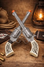 Actoy Pony Boy Cap Guns 2 Vintage In Bonanza Leather Holster