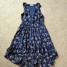 ALTAR'D STATE Women's Size Medium Navy Floral Dress Hi-Low Hem Lined NICE