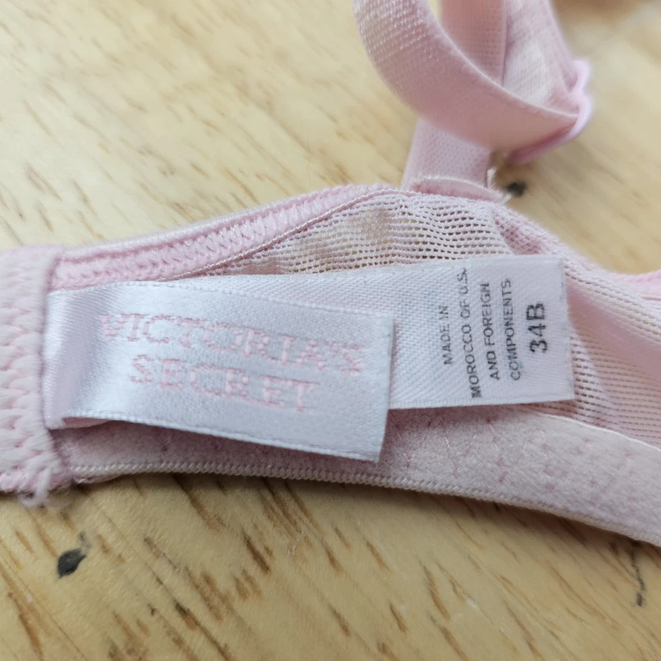 Sujetador de malla bordada floral con lazo rosa vintage Y2K Victoria's Secret 34B sin forro Foto 2 de 4