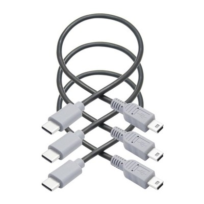 3 PCS 10 Inch USB C To Mini USB Cable OTG Charging Data Sync Converter
