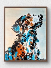 Original Pet 11x14 Canvas Painting Abstract Bold Colors Signed Wall Art A056