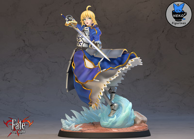 Saber/Artoria Pendragon - Fate Anime 3D Resin Printed Fan Art Figur 1:10