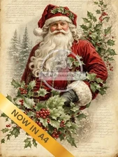 Holly Jolly Santa | A4 Rice Paper | Paper for Decoupage | Decoupage Central