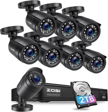 ZOSI 1080P Outdoor Surveillance CCVT Camera System 8CH H.265+ DVR 2TB HD