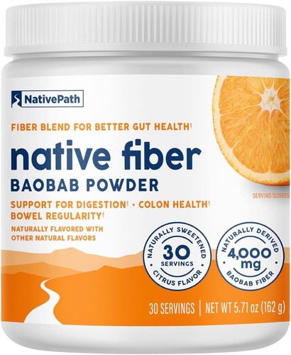 NativePath Organic Baobab Prebiotic Fiber Powder - Digestive Health Supplement