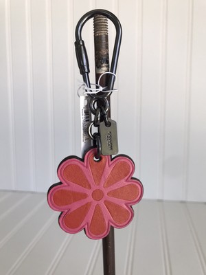 Coach Leather Dahlia Flower Pink Bag Charm 65719B