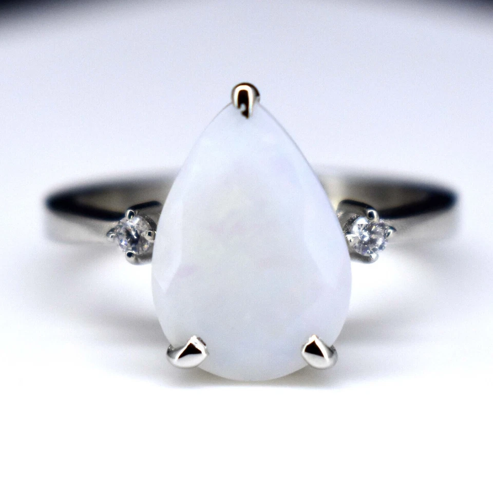 Anello in argento sterling 925 NON TRATTATO 4+ ct Welo opale di fuoco... - Immagine 2 di 4