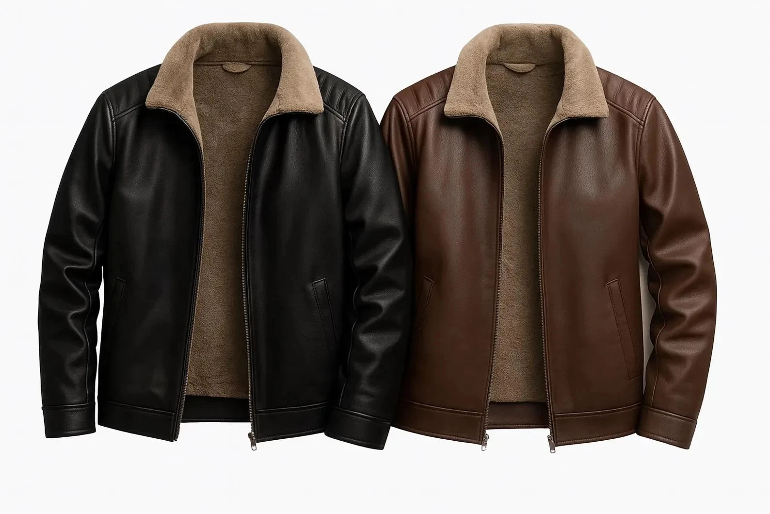 Men's RAF Genuine Sheepskin Leather Bomber Jacket Pilot Flying Vintage Fur Coat