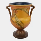 Roseville Pine Cone Brown 1936 Vintage Art Pottery Ceramic Handled Vase 908-8