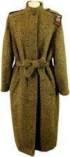 Vintage Dereta London Ladies Size 16 Green Wool Tweed Coat