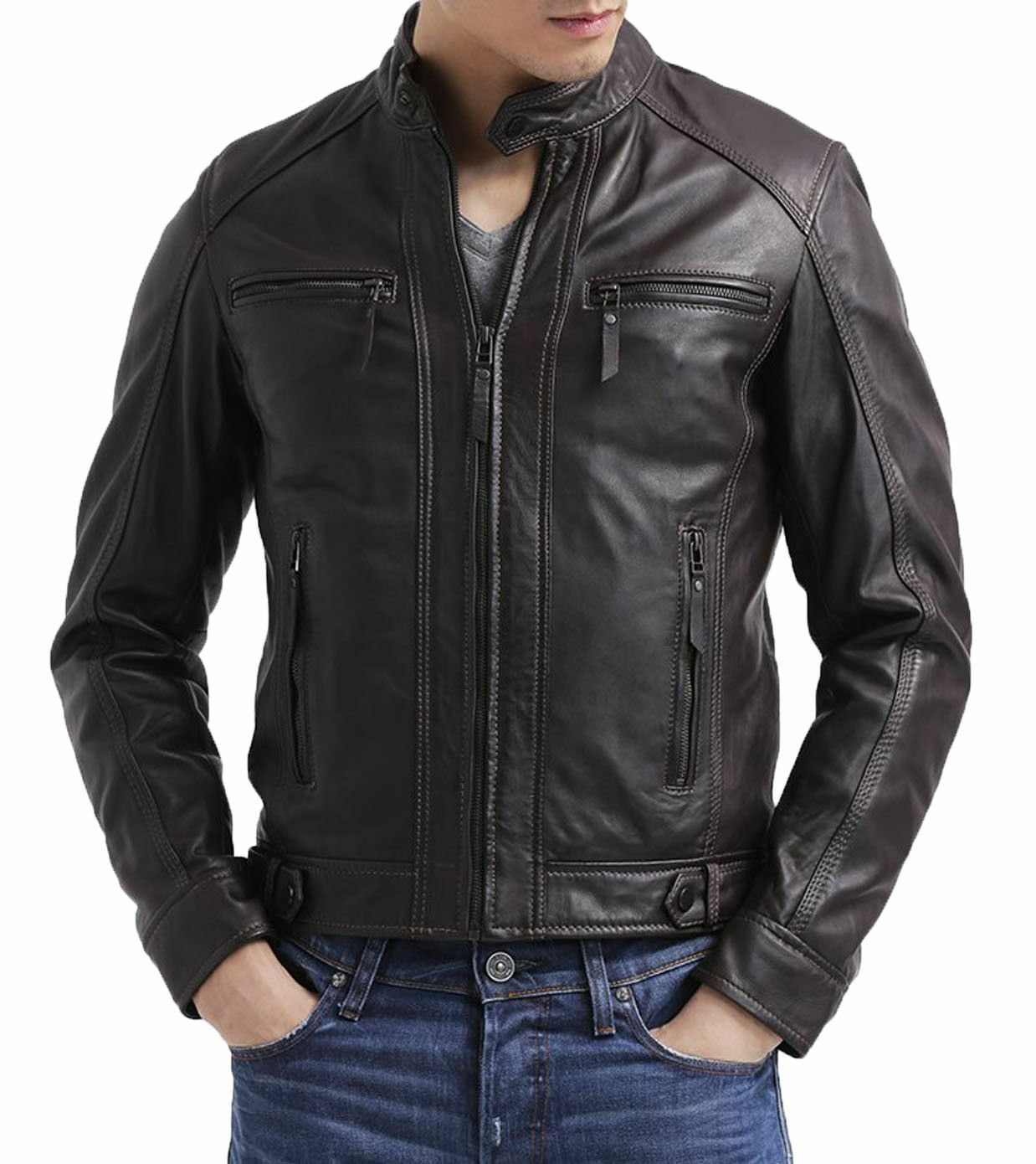 Men's Genuine Lambskin Leather Jacket 