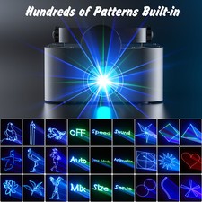 3D Animation Laser Party Lighting DMX RGBW Stage Laser Projector Lights W/Remote