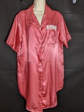 Vintage Secret Treasures Sleep Shirt Pajama PJ Peach Satin Lingerie Nightgown S