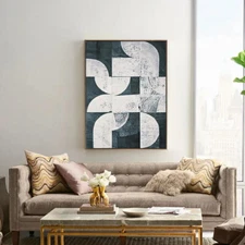 Hand Painted Abstract Painting Acrylic Modern Art Green Oil Painting Room