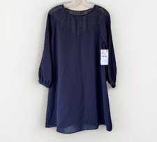 Zara Dress Womens Size Medium Blue Lace Bell Sleeve Lined New With Tag