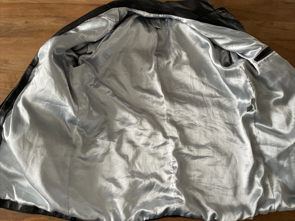 Chaqueta De Colección Sean John Negra Cuero Pesado Para Hombre XL Y2K 90s Hip Hop Moto Retro Foto 4 de 4