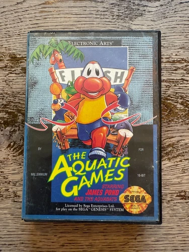 SEGA Genesis The Aquatic Games Complete CIB w Poster Insert Nice Copy TESTED