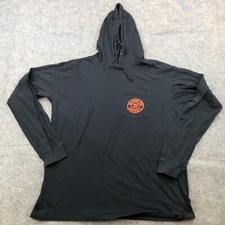 Oklahoma State Pullover Men Large Black Spell Out Hooded Shirt Drawstring *