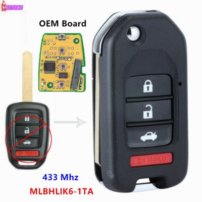 Upgraded Flip Remote Key for 2016 - 2020 Honda Civic Accord FCC ID
